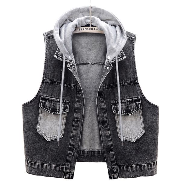 women's vests spring autumn short denim vest women korean fashion dark gray hooded waistcoat plus size sleeveless jacket loose jea, Black;white
women's vests spring autumn short denim vest women korean fashion dark gray hooded waistcoat plus size sleeveless jacket loose jea, Black;white