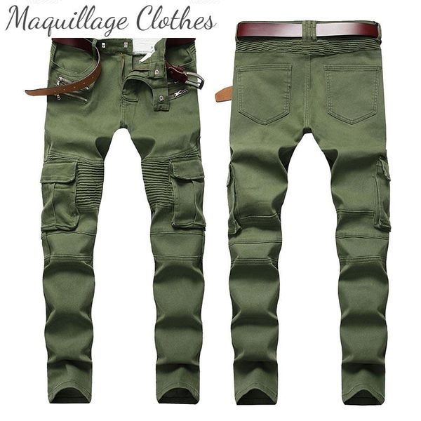 fashion mens biker jeans pants multi pockets motorcycle denim trousers for male army green men's, Blue
fashion mens biker jeans pants multi pockets motorcycle denim trousers for male army green men's, Blue