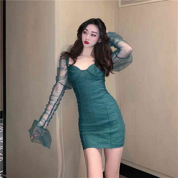 summer women's dress low-cut stitching mesh long-sleeved retro hong kong style slim solid color short es ll217 210506, Black;gray
summer women's dress low-cut stitching mesh long-sleeved retro hong kong style slim solid color short es ll217 210506, Black;gray