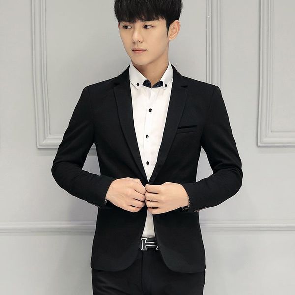 men's suits & blazers business casual jacket suit slim autumn student single blazer men, White;black
men's suits & blazers business casual jacket suit slim autumn student single blazer men, White;black