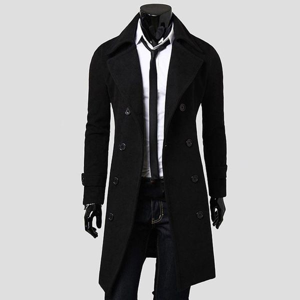 dress shirt overcoat blends fall winter mens clothing fashion warm trench coat double breasted long jacket men's wool lk, Black
dress shirt overcoat blends fall winter mens clothing fashion warm trench coat double breasted long jacket men's wool lk, Black