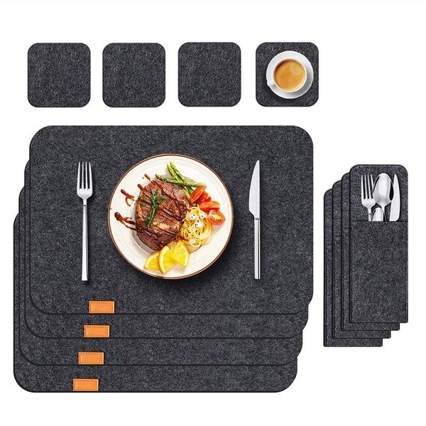mats & pads 18pcs anti-slip natural felt dining table placemats set heat insulated coasters kitchen cutlery storage bags washable
mats & pads 18pcs anti-slip natural felt dining table placemats set heat insulated coasters kitchen cutlery storage bags washable