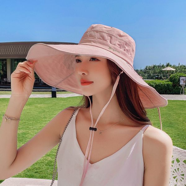 summer sunshade and sunscreen fisherman's hat for women, Blue;gray