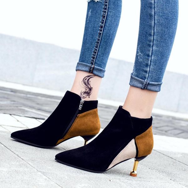 boots women elegant ladies suede fine temperament stiletto pointed toe convenient side zipper color matching female, Black
boots women elegant ladies suede fine temperament stiletto pointed toe convenient side zipper color matching female, Black