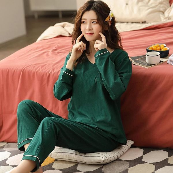 2pcs set pajamas sets womens sleepwears autumn spring 100% cotton solid colors v neck long sleeve pyjamas female home suit, Black;red
2pcs set pajamas sets womens sleepwears autumn spring 100% cotton solid colors v neck long sleeve pyjamas female home suit, Black;red