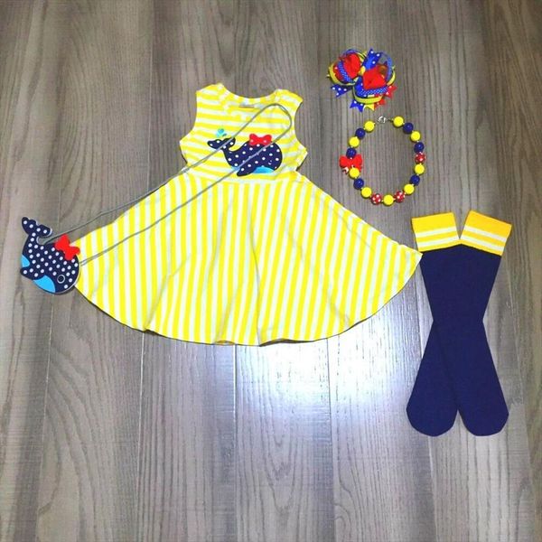 summer girls whale embroidered yellow girl dress with sock purse bow and neckalce, Red;yellow
summer girls whale embroidered yellow girl dress with sock purse bow and neckalce, Red;yellow