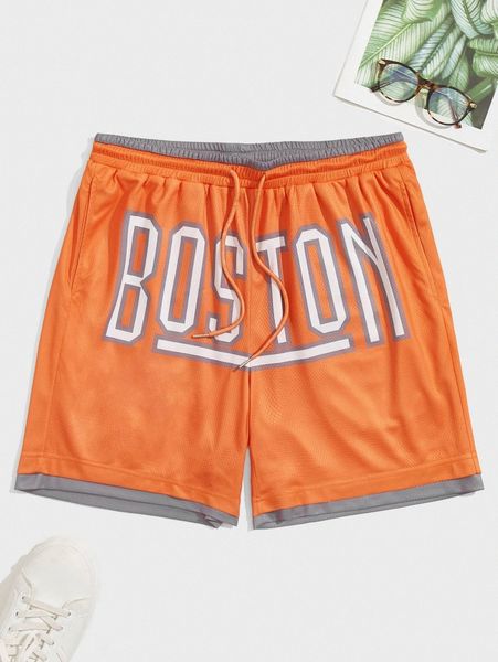 men letter graphic drawstring waist contrast trim loungewear shorts d5su#, Black;brown
men letter graphic drawstring waist contrast trim loungewear shorts d5su#, Black;brown