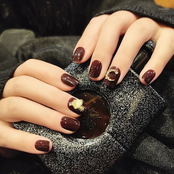 24pcs/boxed deep coffee planet fake press on nails wearable disassembling short nail tips faux rhinestone decoration art goods1, Red;gold
24pcs/boxed deep coffee planet fake press on nails wearable disassembling short nail tips faux rhinestone decoration art goods1, Red;gold