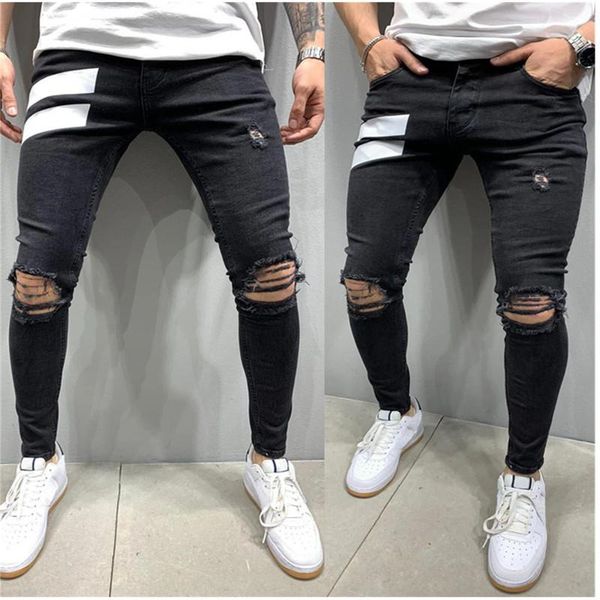 men's jeans men knee hole ripped stretch skinny denim pants solid color black autumn summer hip-hop style slim fit trousers, Blue
men's jeans men knee hole ripped stretch skinny denim pants solid color black autumn summer hip-hop style slim fit trousers, Blue