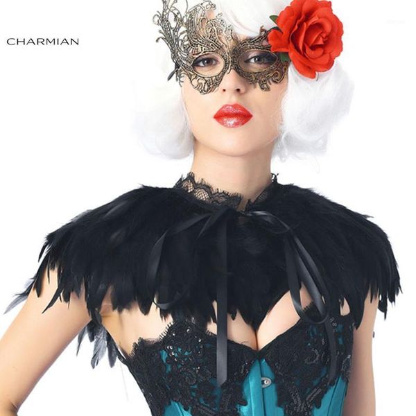 charmian victorian gothic feather collar cloak steampunk harajuku shoulder wrap cape corset shrug shawl accessories bustiers & corsets, Black;white
charmian victorian gothic feather collar cloak steampunk harajuku shoulder wrap cape corset shrug shawl accessories bustiers & corsets, Black;white