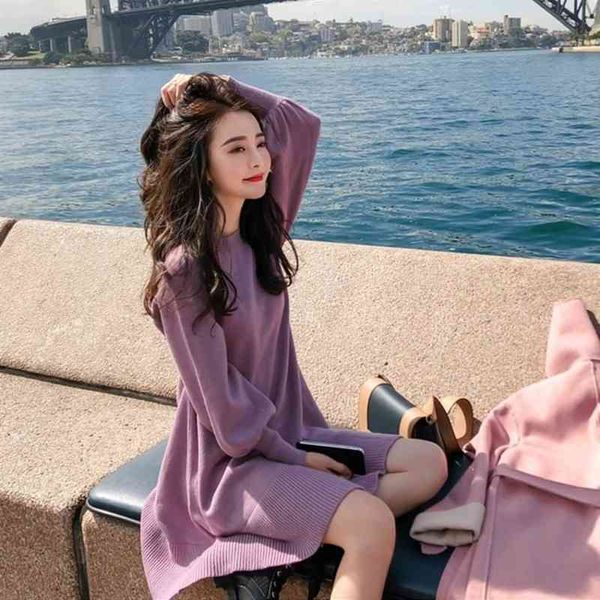 llzacoosh spring women knitting lantern sleeve dress fashion purple beige casual knee-length knitted sweater dress 210514, Black;gray
llzacoosh spring women knitting lantern sleeve dress fashion purple beige casual knee-length knitted sweater dress 210514, Black;gray
