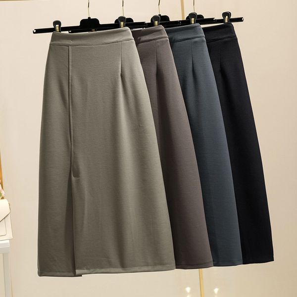 skirts autumn winter thick drape side split skirt elastic waist casual a-line solid calf long skirts navy khaki gray, Black
skirts autumn winter thick drape side split skirt elastic waist casual a-line solid calf long skirts navy khaki gray, Black