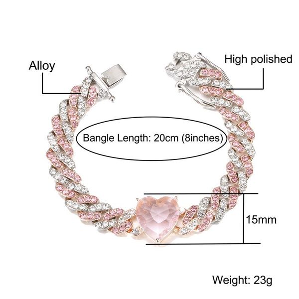 link, chain hip hop 12mm bling iced out cuban with heart crystal full pave men's bracelet for men women jewelry, Black
link, chain hip hop 12mm bling iced out cuban with heart crystal full pave men's bracelet for men women jewelry, Black