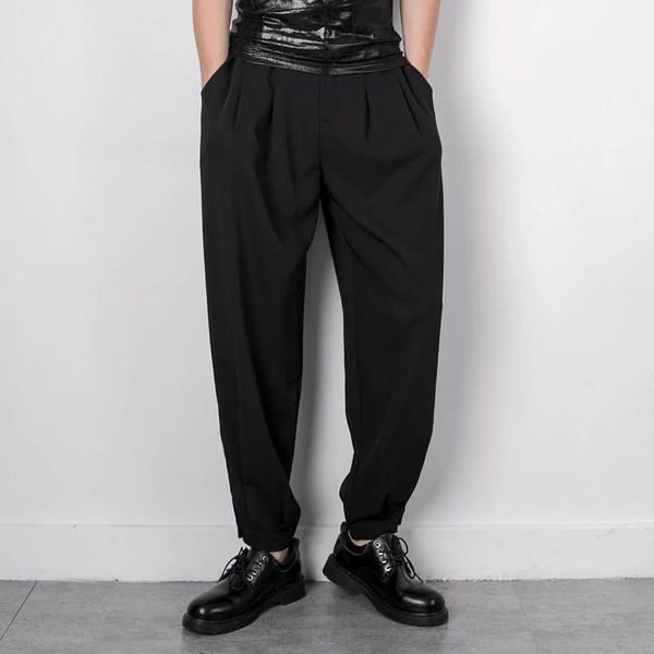 men's pants casual harlan minimalist dark fashion summer thin loose wide leg hougong smooth pleated nine point, Black
men's pants casual harlan minimalist dark fashion summer thin loose wide leg hougong smooth pleated nine point, Black