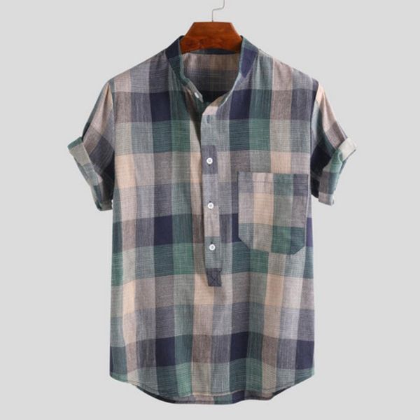 men's casual shirts men retra cotton blend short sleeve grid print button t shirt summer, White;black
men's casual shirts men retra cotton blend short sleeve grid print button t shirt summer, White;black