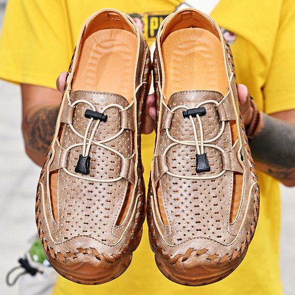 summer handmade mens sandals breathable men leather casual shoes non-slip outdoor slippers wear resistance masculino roman shoes, Black
summer handmade mens sandals breathable men leather casual shoes non-slip outdoor slippers wear resistance masculino roman shoes, Black
