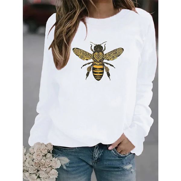 Bee Pattern Women's Fashion 3D Printing Short Slim T-shirt Autumn Top Long Sleeve Round Neck Basic Casual, White
Bee Pattern Women's Fashion 3D Printing Short Slim T-shirt Autumn Top Long Sleeve Round Neck Basic Casual, White
