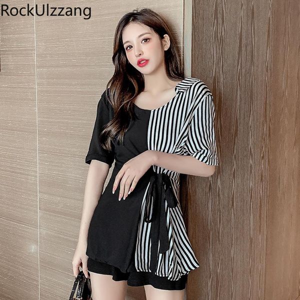 women's tracksuits two piece set summer irregular patchwork contrast striped waist belt tie bow shirt blouse and short capris suit wome, Gray
women's tracksuits two piece set summer irregular patchwork contrast striped waist belt tie bow shirt blouse and short capris suit wome, Gray