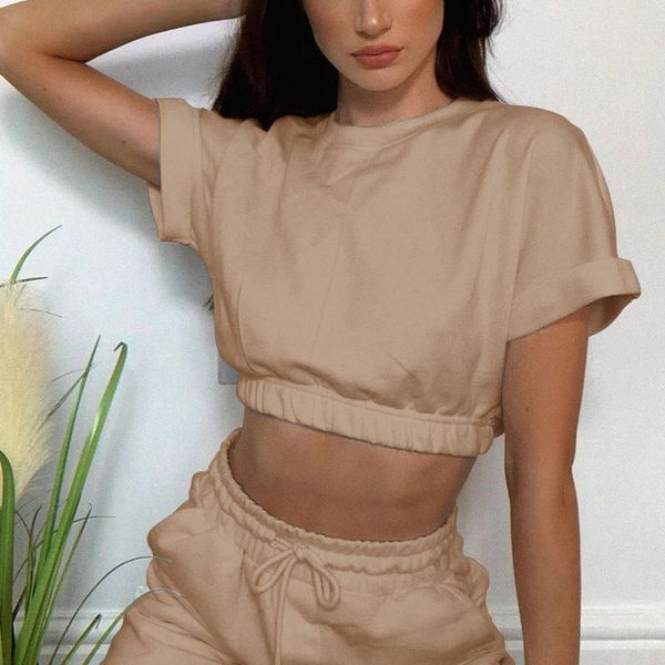 sportswear women's crop two pieces set short sleeve t-shirt high waist shorts female suit summer casual lady tracksuit 210524, White
sportswear women's crop two pieces set short sleeve t-shirt high waist shorts female suit summer casual lady tracksuit 210524, White