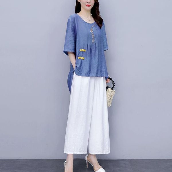 retro chinese style women suit vintage embroidery and wide leg pants elegant lady set 2 piece sets womens outfits y918 women's two, White
retro chinese style women suit vintage embroidery and wide leg pants elegant lady set 2 piece sets womens outfits y918 women's two, White