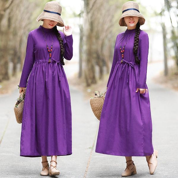 casual dresses retro purple women long spring dress sleeve cotton and linen a line vacation drawstring waist, Black;gray
casual dresses retro purple women long spring dress sleeve cotton and linen a line vacation drawstring waist, Black;gray