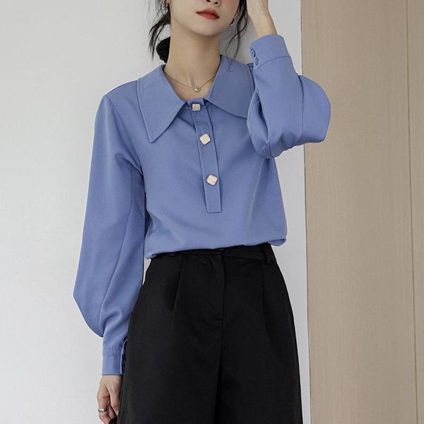 women's blouses & shirts vintage button decoration fall women chic lantern sleeve elegant autumn 2021 solid oi french, White
women's blouses & shirts vintage button decoration fall women chic lantern sleeve elegant autumn 2021 solid oi french, White