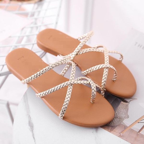 women's summer footwear slippers women narrow weave gold bring slides tip toe sandals flat slipper shoes sandalen dames2021, Black
women's summer footwear slippers women narrow weave gold bring slides tip toe sandals flat slipper shoes sandalen dames2021, Black