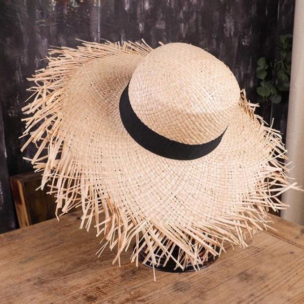 wide brim hats women summer beach raffia black white ribbon hat bow temperament flat straw women's sea, Blue;gray
wide brim hats women summer beach raffia black white ribbon hat bow temperament flat straw women's sea, Blue;gray