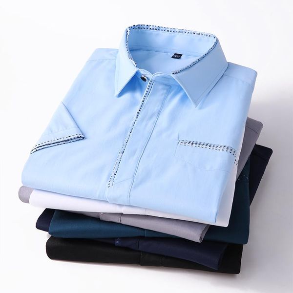 men's dress shirts men solid color business shirt 2021 slim casual lapel short sleeve white tuxedo commute 5xl male clothes, White;black
men's dress shirts men solid color business shirt 2021 slim casual lapel short sleeve white tuxedo commute 5xl male clothes, White;black