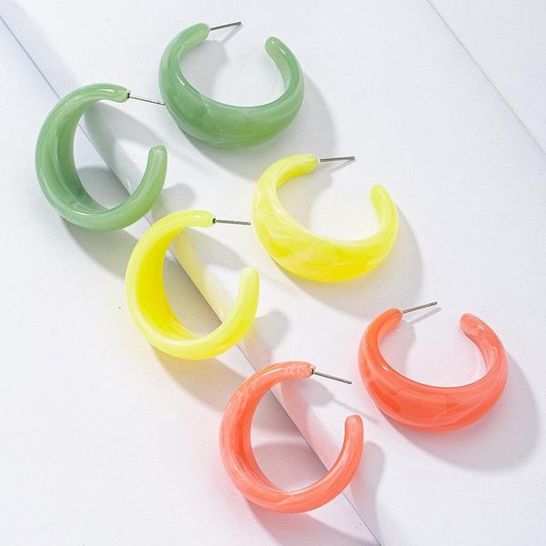 Summer Trendy Colorful Candy Color Acrylic Resin C-shaped Hoop Earrings For Women Fashion Jewelry Gifts 3.8cm & Huggie, Golden;silver
Summer Trendy Colorful Candy Color Acrylic Resin C-shaped Hoop Earrings For Women Fashion Jewelry Gifts 3.8cm & Huggie, Golden;silver
