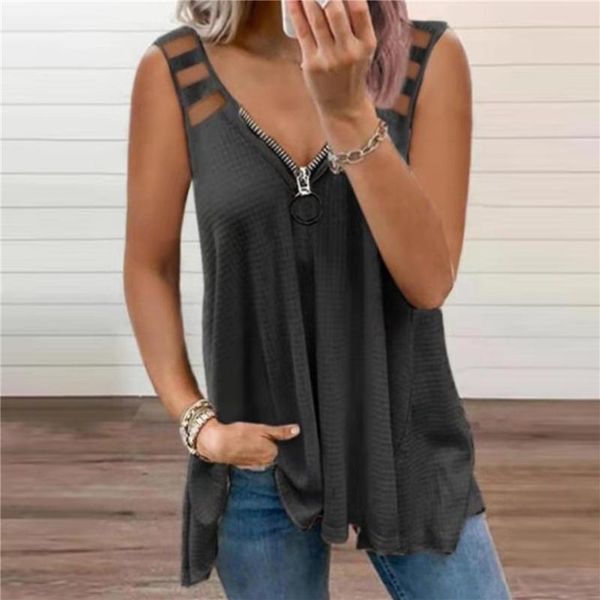 women's tanks & camis hollow out tank women zipper v-neck sleeveless t shirt summer vest large size loose casual clothes, White
women's tanks & camis hollow out tank women zipper v-neck sleeveless t shirt summer vest large size loose casual clothes, White