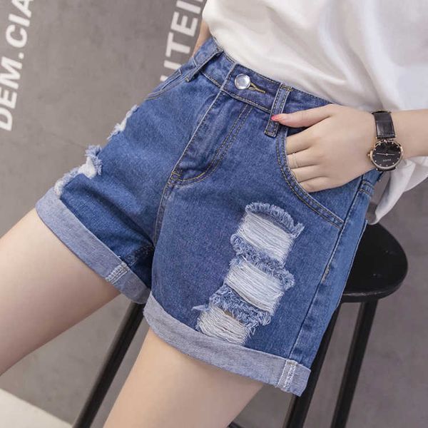 women's shorts pants high waist summer denim thin loose three-point student jeans with holes, White;black
women's shorts pants high waist summer denim thin loose three-point student jeans with holes, White;black