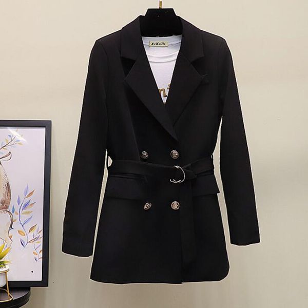 suits vintage double breasted black blazer jacket spring autumn casual belt women suits coat feminino blazers outerwear, White;black
suits vintage double breasted black blazer jacket spring autumn casual belt women suits coat feminino blazers outerwear, White;black