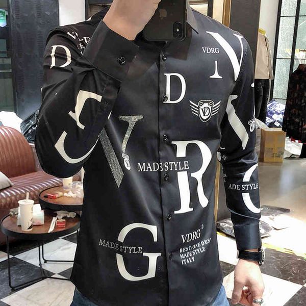 men's casual shirts new big letters men streetwear sociale nightclub chemise homme strass brief mannen lange business dveb, White;black
men's casual shirts new big letters men streetwear sociale nightclub chemise homme strass brief mannen lange business dveb, White;black