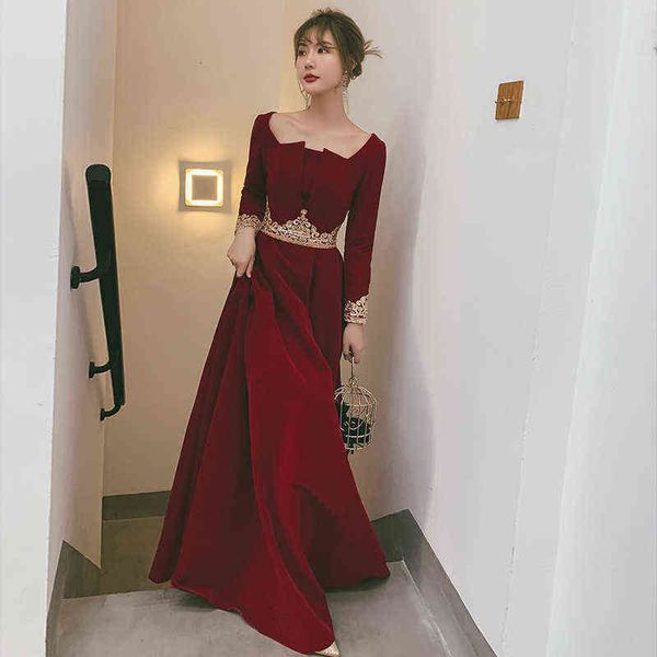 luxury party evening dress toast bride 2021 autumn and winter usually can wear red temperament evening engagement back door veet long sleev, Black
luxury party evening dress toast bride 2021 autumn and winter usually can wear red temperament evening engagement back door veet long sleev, Black