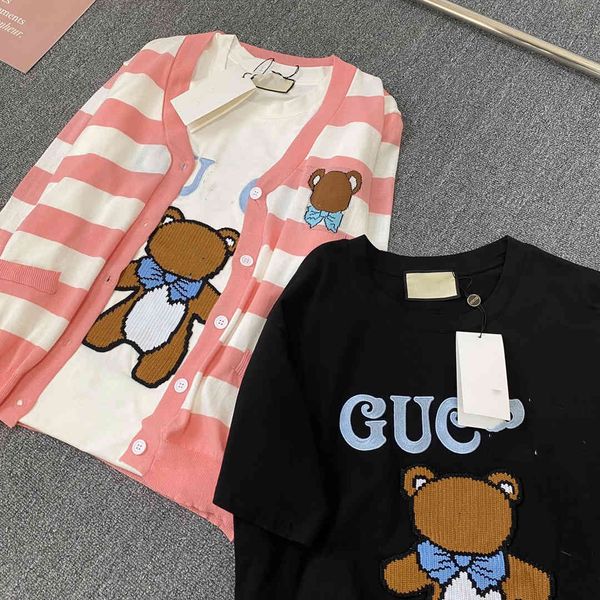 luxury design cartoon bear fashion short sleeve t-shirt women's summer loose letter embroidery casual bottom shirt, White
luxury design cartoon bear fashion short sleeve t-shirt women's summer loose letter embroidery casual bottom shirt, White