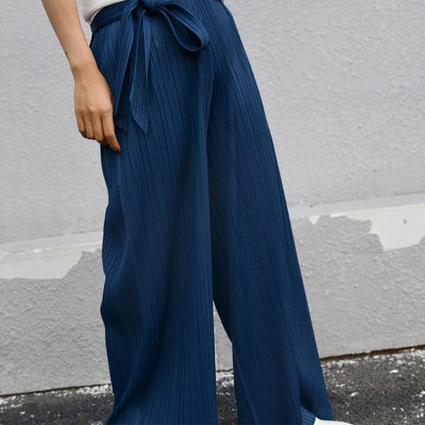 women's pants & capris changpleat 2021 spring designer women wide leg miyak pleated fashion loose large size belt solid female trousers, Black;white
women's pants & capris changpleat 2021 spring designer women wide leg miyak pleated fashion loose large size belt solid female trousers, Black;white