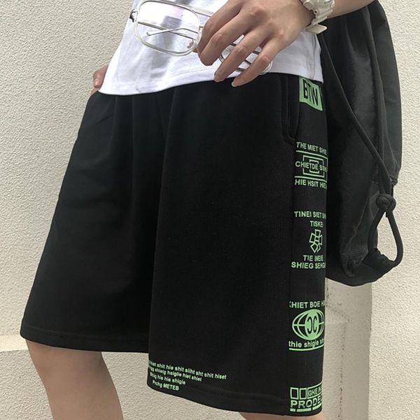 summer retro letter printing loose students wide leg sports men's fashion large size casual pants shorts, White;black 
summer retro letter printing loose students wide leg sports men's fashion large size casual pants shorts, White;black