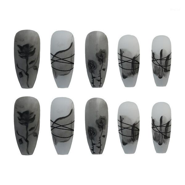 24pcs black rose wear long paragraph fashion manicure patch false nails save time wearable nail dl1, Red;gold
24pcs black rose wear long paragraph fashion manicure patch false nails save time wearable nail dl1, Red;gold
