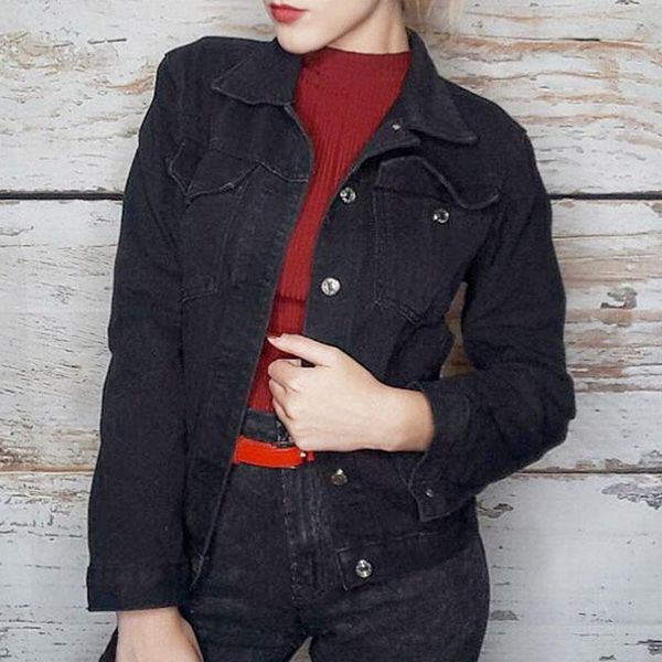 women's jackets women autumn 2021 long sleeve jacket casual button denim coats female clothing vintage black coat, Black;brown
women's jackets women autumn 2021 long sleeve jacket casual button denim coats female clothing vintage black coat, Black;brown
