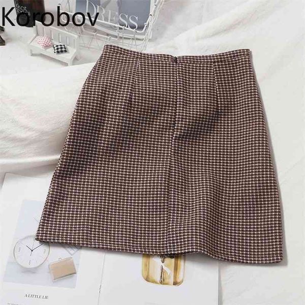 korobov korean hit color plaid elegant a-line skirts vintage high waist slim mini skirt preppy style fashion new faldas mujer 210430, Black
korobov korean hit color plaid elegant a-line skirts vintage high waist slim mini skirt preppy style fashion new faldas mujer 210430, Black