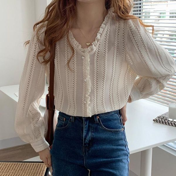 autumn 2021 korean chic crochet blouse v-neck women jacquard lace shirt long sleeve sweet female blusas mujer women's blouses & shirts, White
autumn 2021 korean chic crochet blouse v-neck women jacquard lace shirt long sleeve sweet female blusas mujer women's blouses & shirts, White