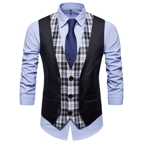 swawhat men's plaid et, v-neck single breasted vt, fashion, british casual style, Black;white
swawhat men's plaid et, v-neck single breasted vt, fashion, british casual style, Black;white