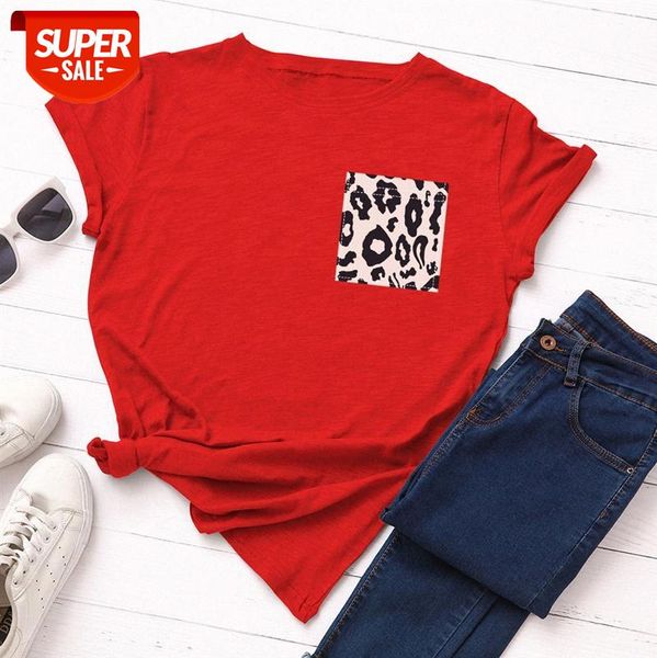 women's loose round neck short-sleeved cotton t-shirt blouse printing creative leopard corsage small pockets #6z4s, White 
women's loose round neck short-sleeved cotton t-shirt blouse printing creative leopard corsage small pockets #6z4s, White