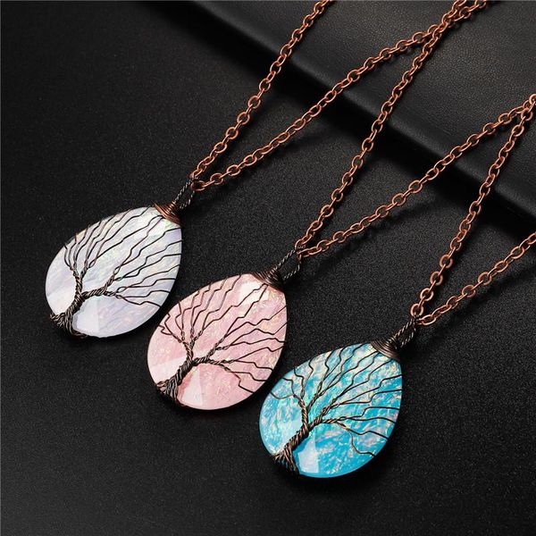 pendant necklaces fashion blue resin stone teardrop water drop for women tree of life wire wrapped sequins long chain, Silver
pendant necklaces fashion blue resin stone teardrop water drop for women tree of life wire wrapped sequins long chain, Silver
