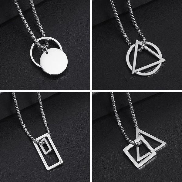 pendant necklaces geometric necklace men stainless steel simple women hip hop fashion friendship jewelry gifts for male, Silver
pendant necklaces geometric necklace men stainless steel simple women hip hop fashion friendship jewelry gifts for male, Silver