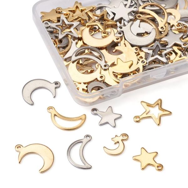 charms 304 stainless steel twinkle little star crescent moon double horn pendant for minimalist necklace earring jewelry making, Bronze;silver
charms 304 stainless steel twinkle little star crescent moon double horn pendant for minimalist necklace earring jewelry making, Bronze;silver
