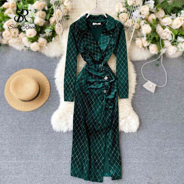 women elegant velvet dress korean fashion notched long sleeve ruched slim dresses autumn split party midi dresses 210419, Black;gray
women elegant velvet dress korean fashion notched long sleeve ruched slim dresses autumn split party midi dresses 210419, Black;gray