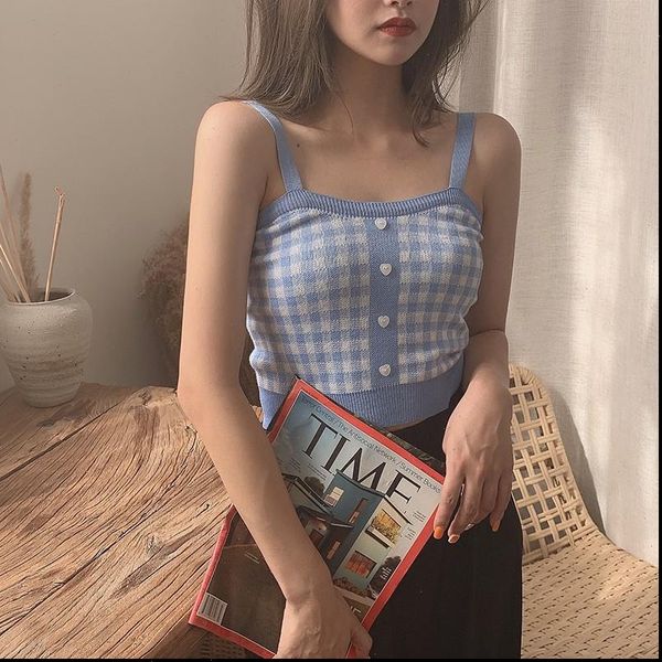 4 women camis color retro sweet plaid pattern knit camisole slim womens bottoming crop knitted black green blue, White
4 women camis color retro sweet plaid pattern knit camisole slim womens bottoming crop knitted black green blue, White
