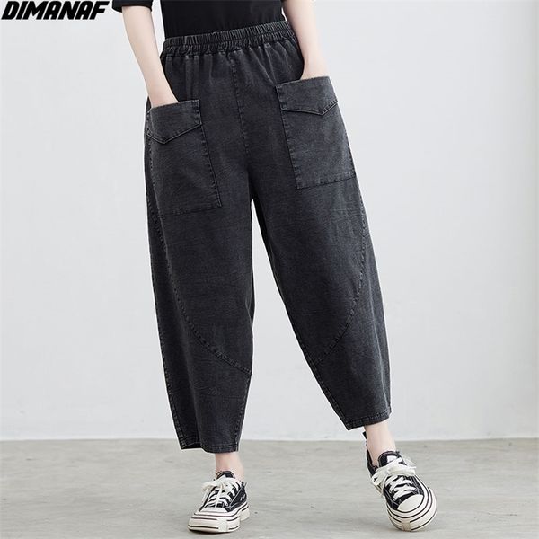 plus size harem women jeans pants elastic waist loose denim female fashion black blue summer basic pockets trousers 210531
plus size harem women jeans pants elastic waist loose denim female fashion black blue summer basic pockets trousers 210531
